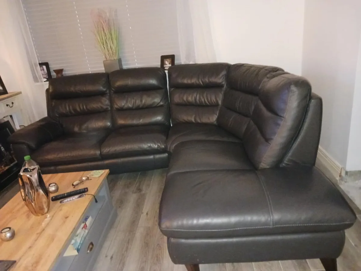 Leather Corner Couch & Leather Recliner Chair - Image 4