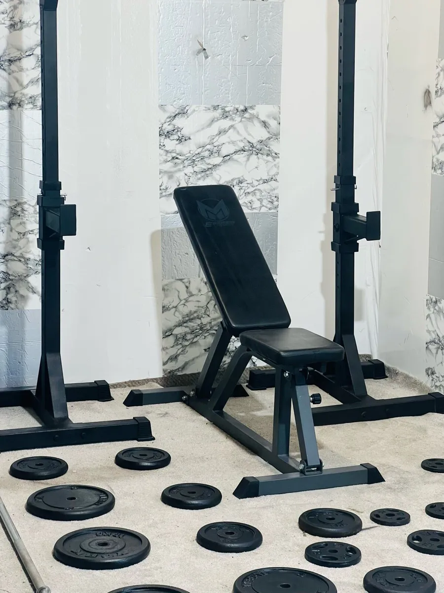 100KG CAST IRON WEIGHTS BARBELL BENCH RACK DUBLS - Image 4