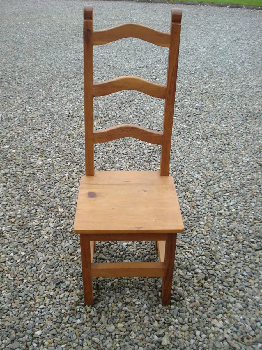 OLD SOLID WOODEN LADDER BACK STYLE HALL TABLE. - Image 1