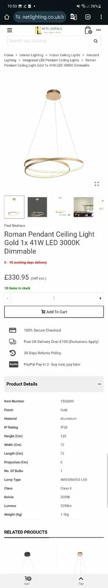 New Unused Light Fixture Spiral LED hanging - Image 2