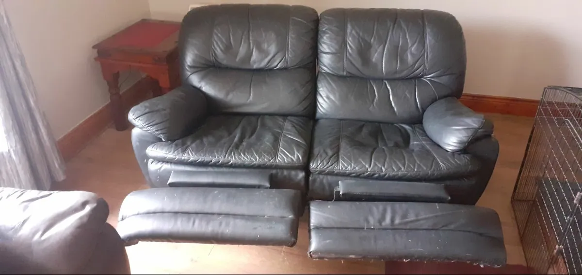 double sofa / couch - reclining - black - recliner - Image 2