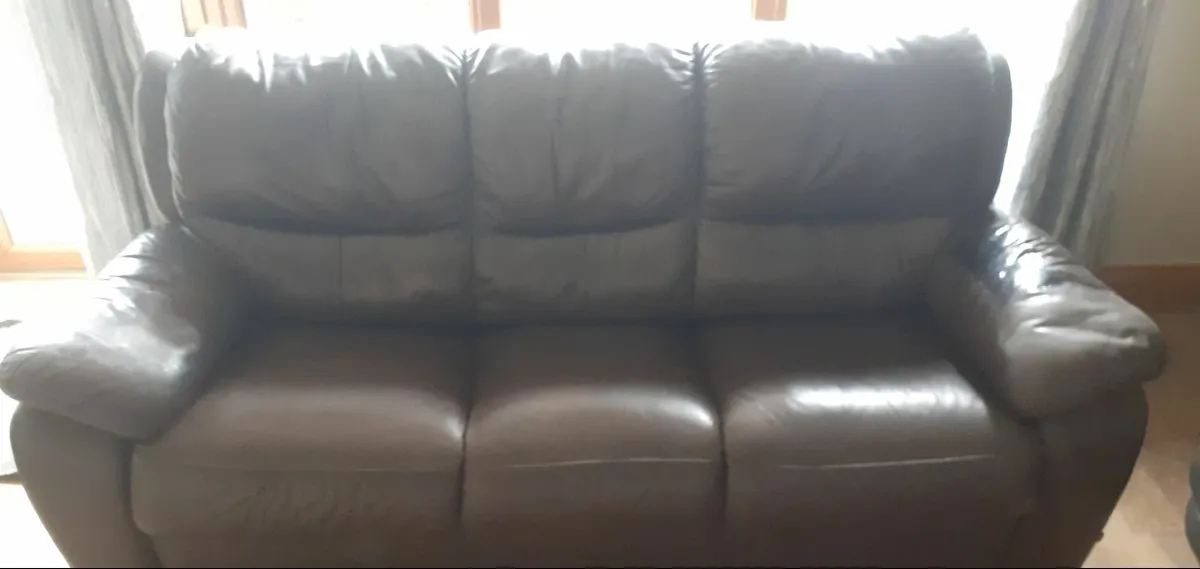 3 seater sofa / couch - brown leather effect - Image 1