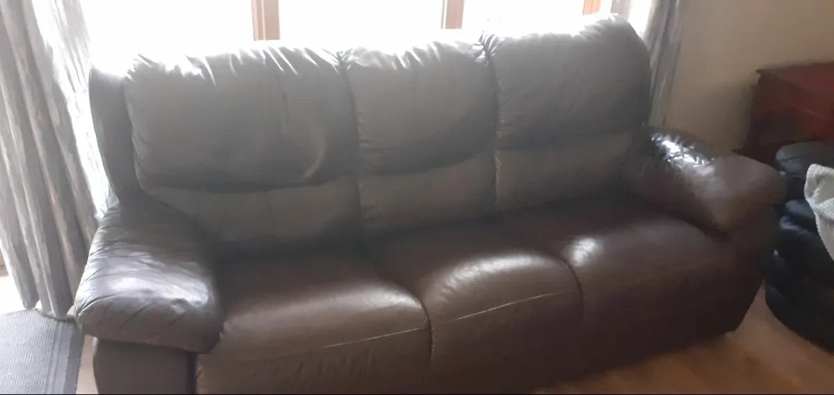 3 seater sofa / couch - brown leather effect - Image 2
