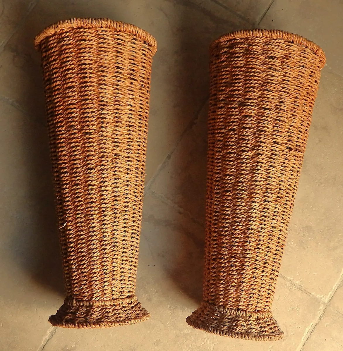 Pair of Large Hand Woven Rattan Vases - Image 3