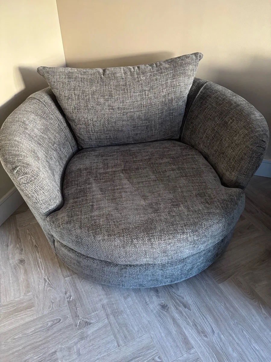 Grey Fabric Swivel Chair - Image 2