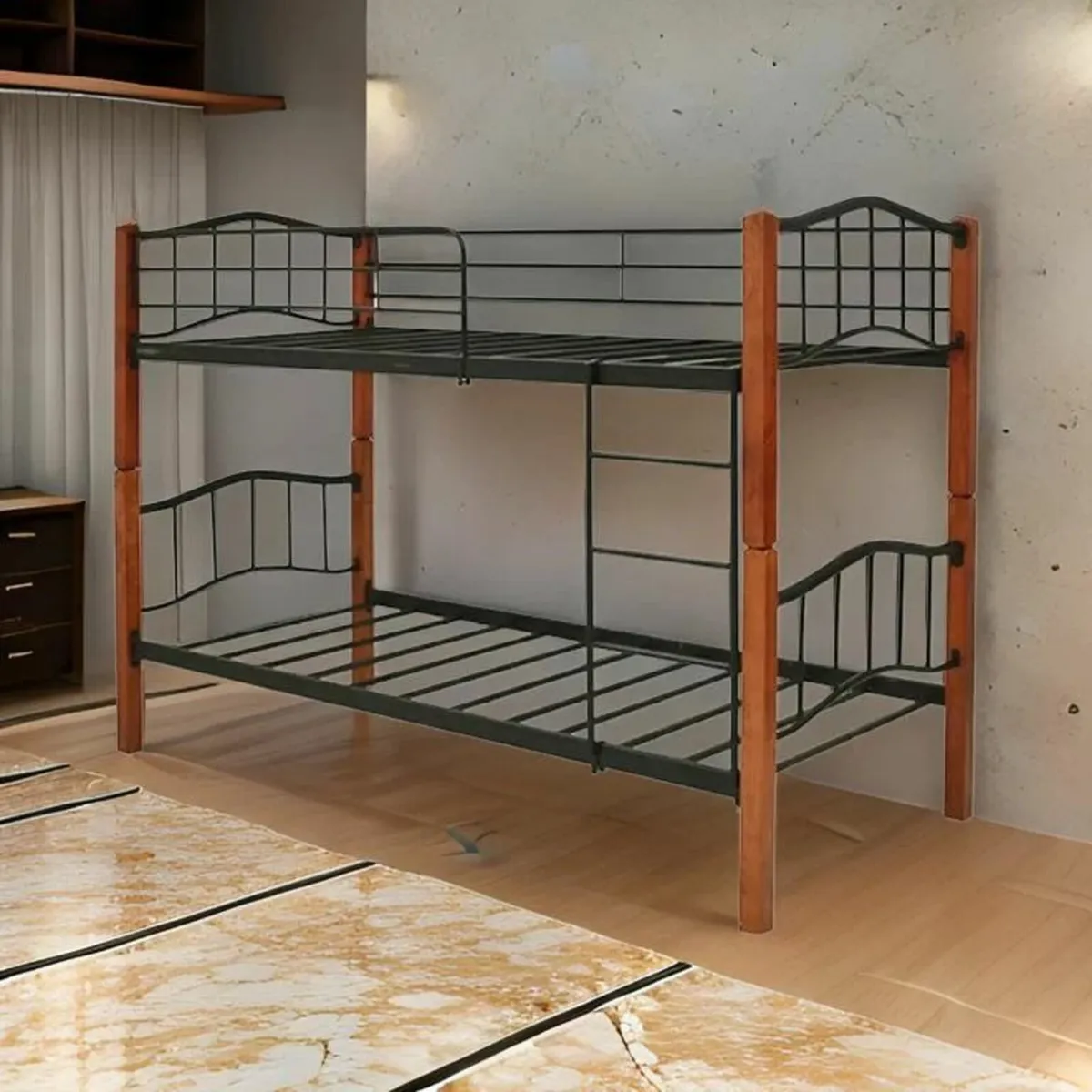 🛏️ Metal & Wood Single Bunk Bed - Image 2