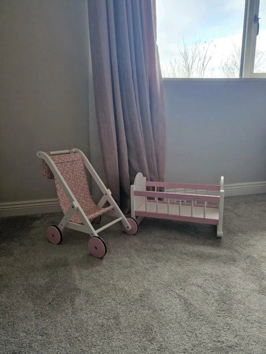 Jojo Maman bebe Doll cot and buggy - Image 1