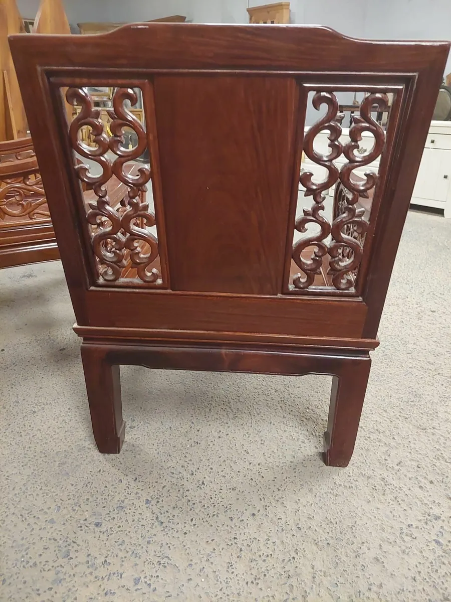 Pair vintage Chinese oak chairs - Image 2