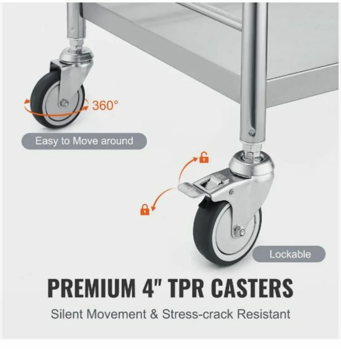 Medical Cart, 2 Layers Stainless Steel - Image 2