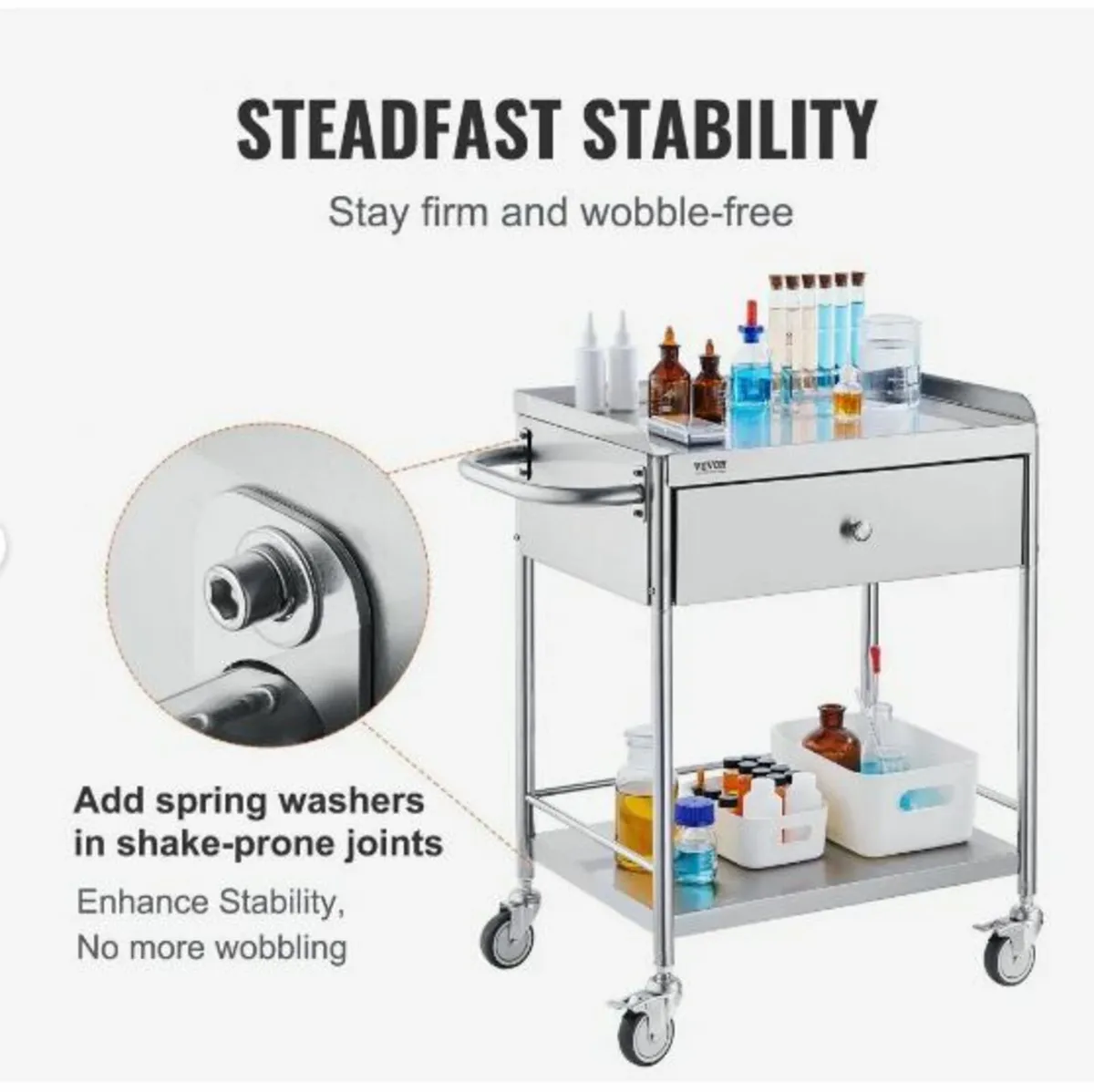 Medical Cart, 2 Layers Stainless Steel - Image 4