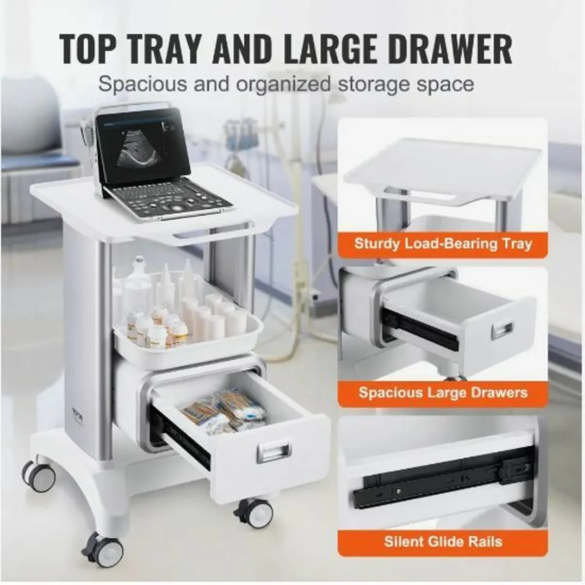 2 Tiers Lab Carts, Lab Utility Cart - Image 2