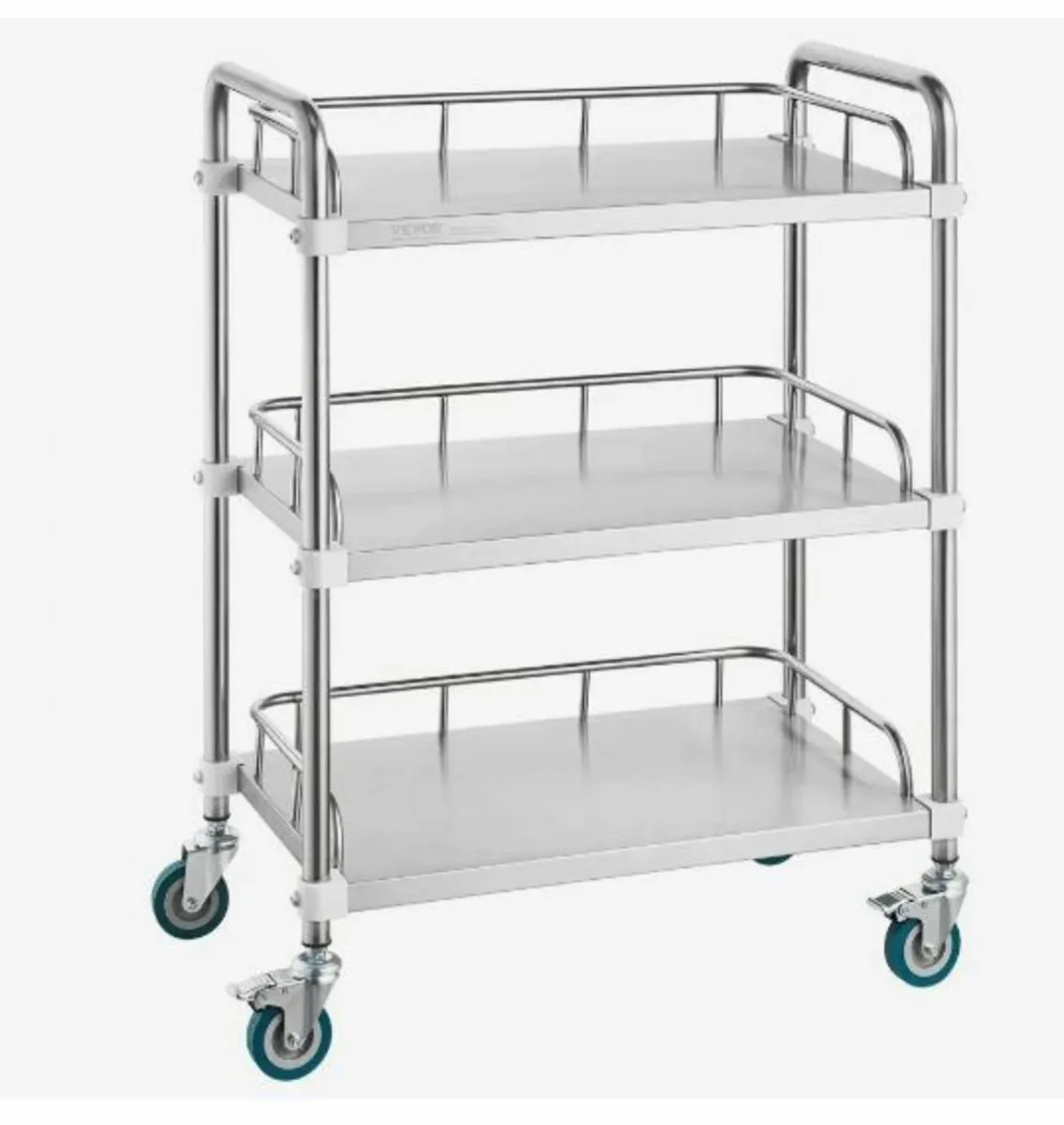 Lab Rolling Cart, 3-Shelf Stainless Steel - Image 3