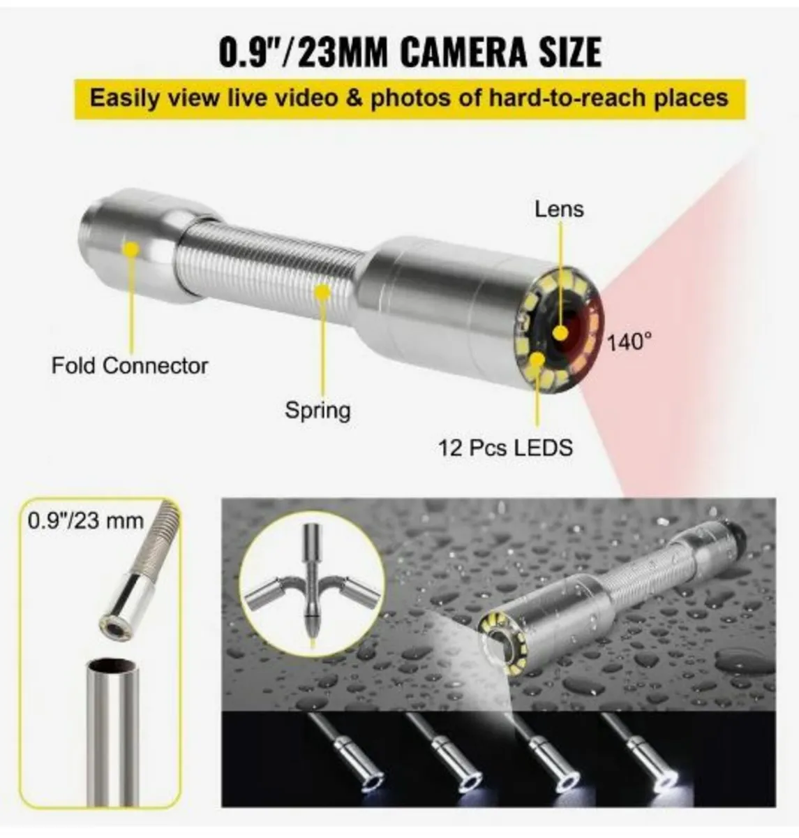65.6FT Cable Pipe Inspection Camera Kit - Image 2