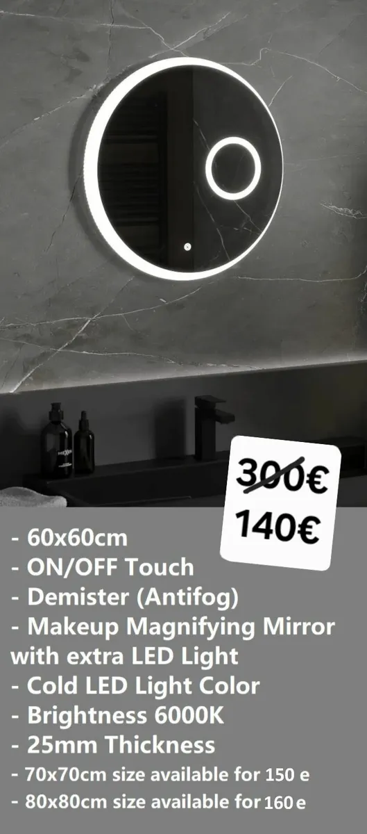 LED Bathroom Mirror Makeup 60cm - Image 1