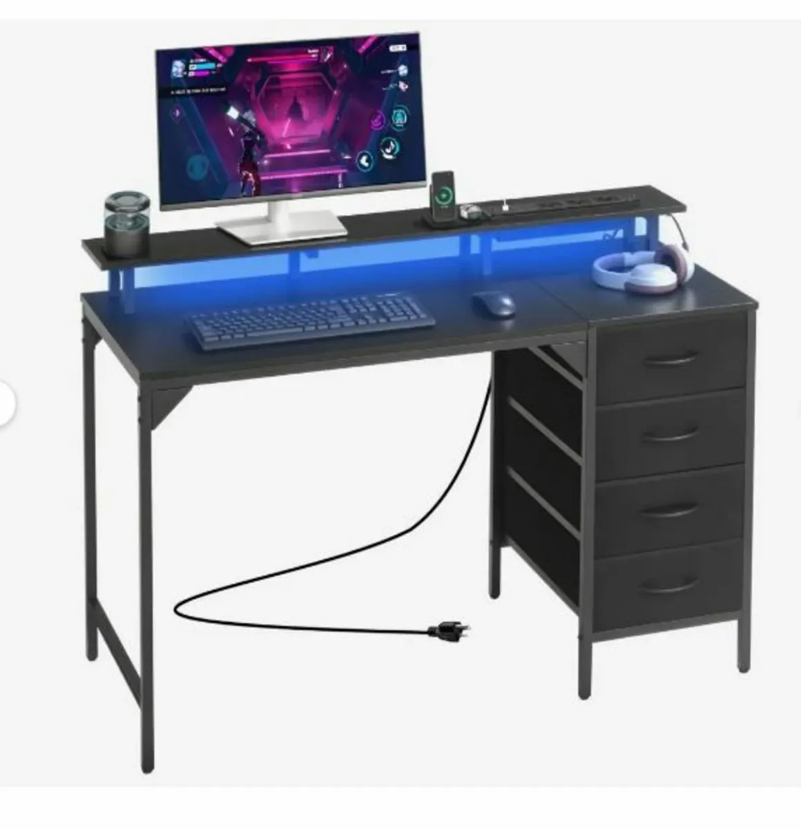 120 cm Computer Desk with Smart LED Lights - Image 1