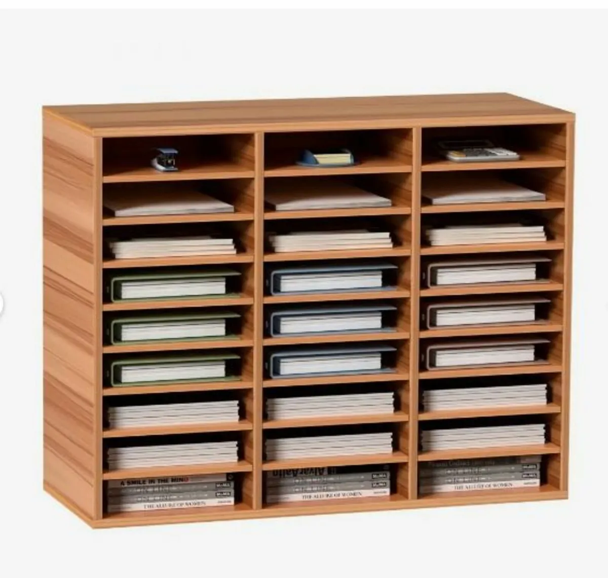 27 Compartments Wood Literature Organizer - Image 1