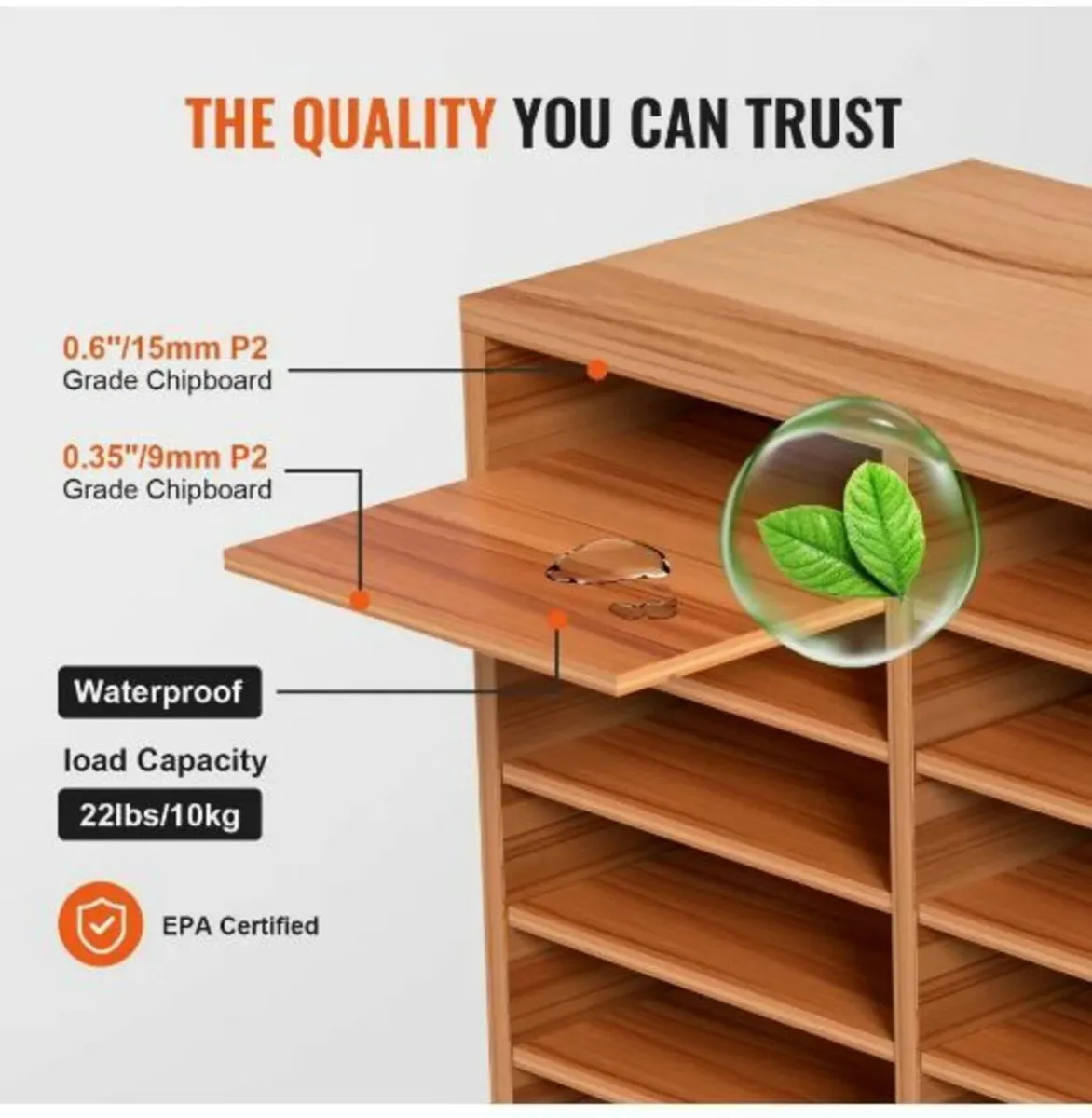 27 Compartments Wood Literature Organizer - Image 2