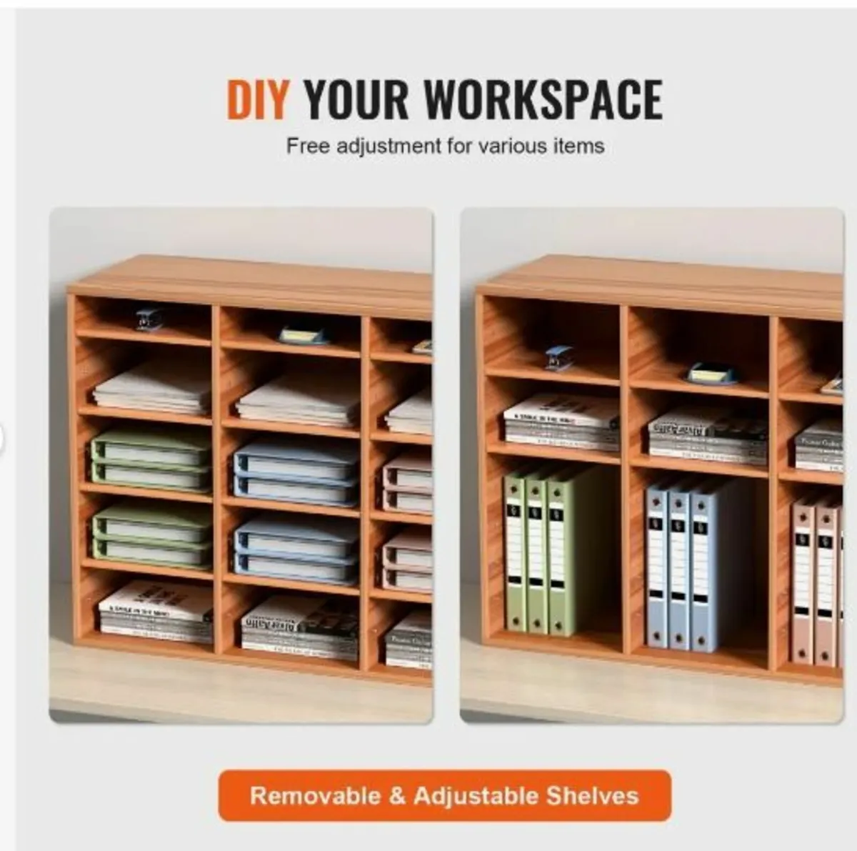 27 Compartments Wood Literature Organizer - Image 4