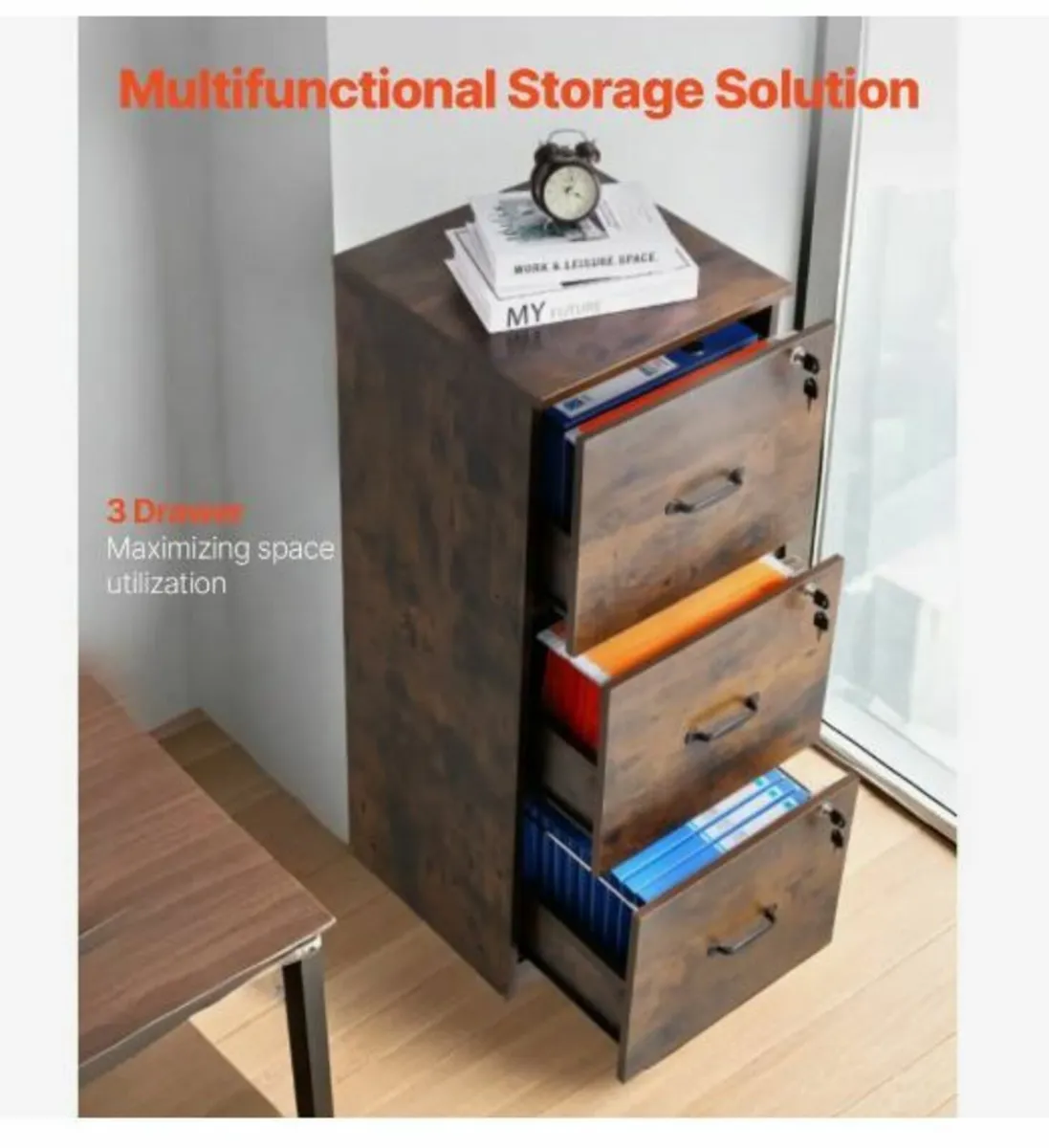 3 Drawer File Cabinet with Lock - Image 3