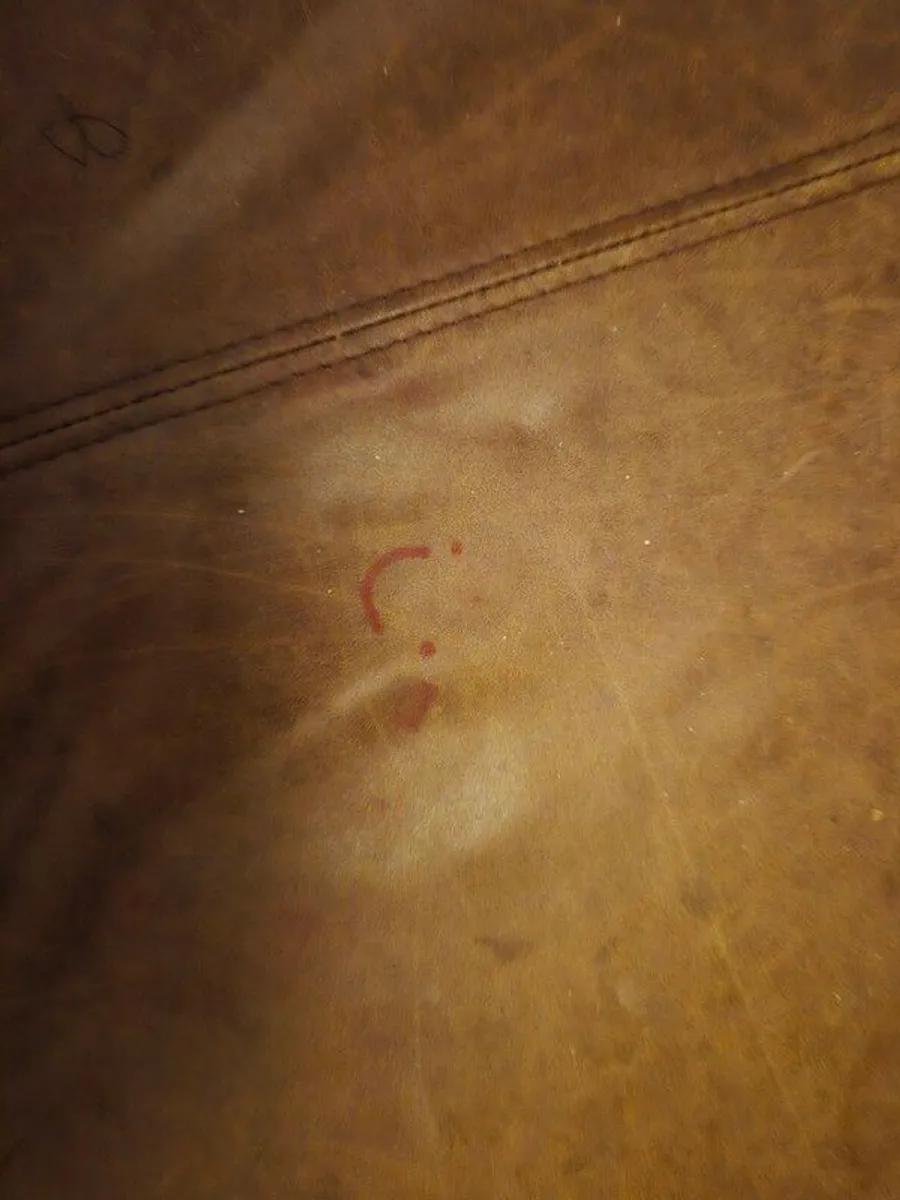 brown leather ottoman - Image 2