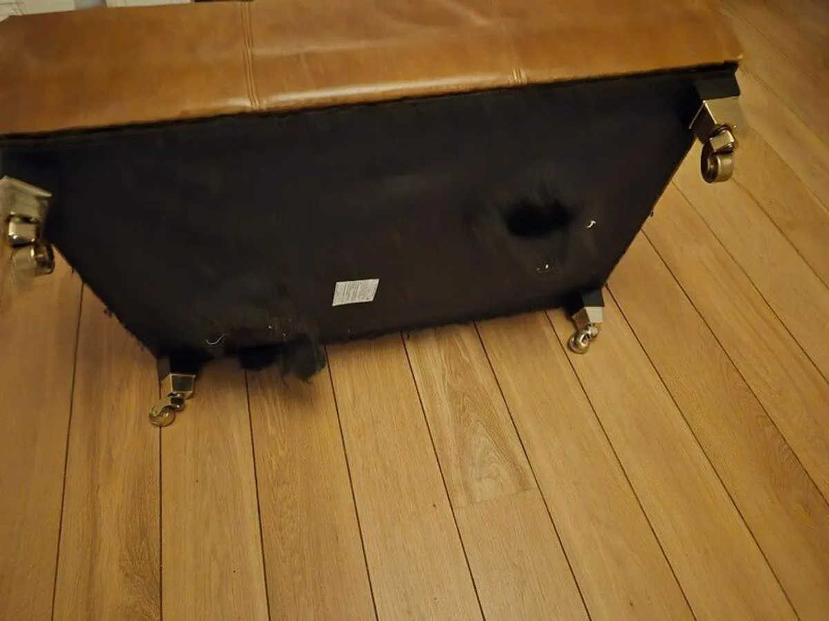 brown leather ottoman - Image 3
