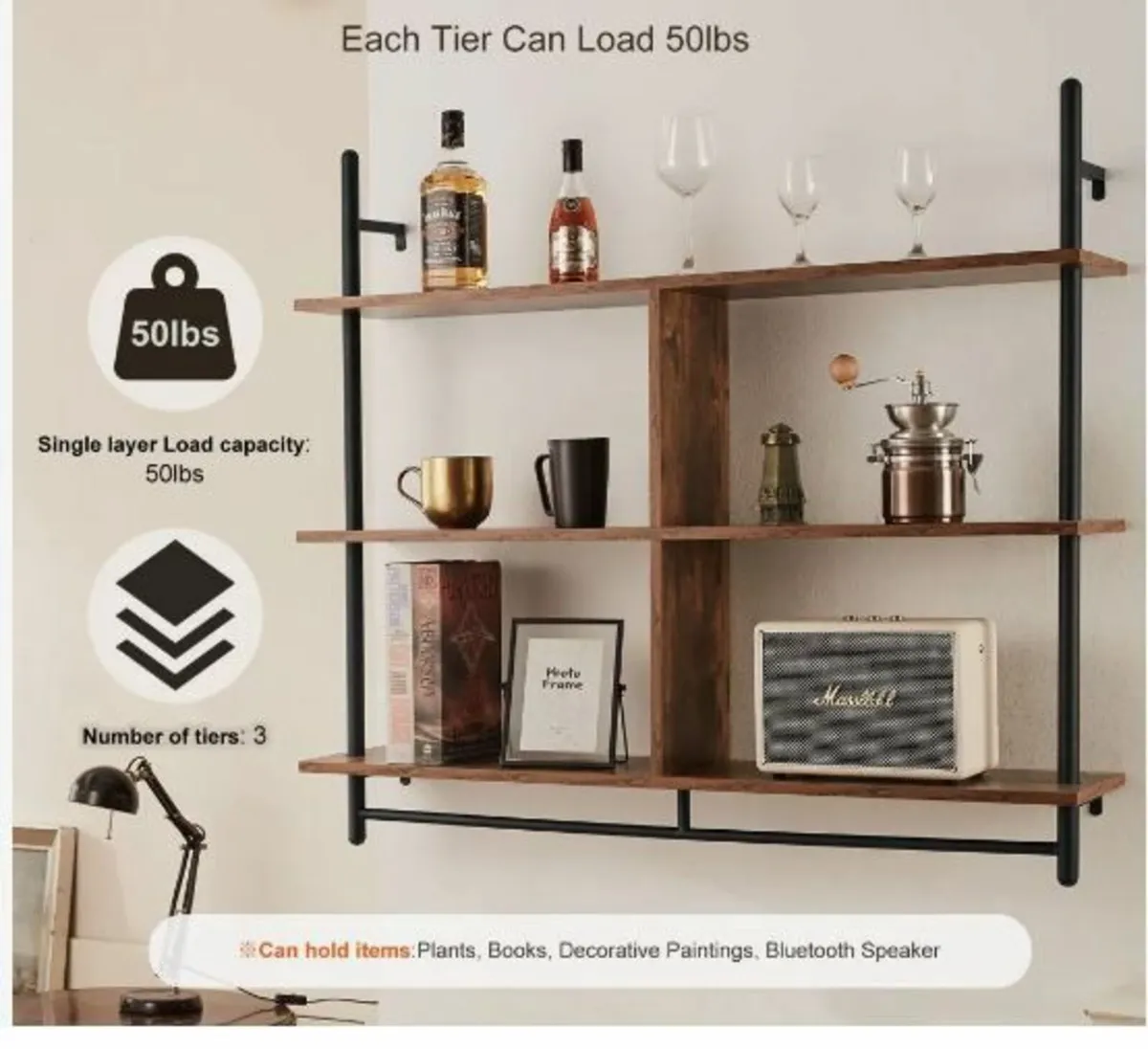 Industrial Pipe Shelf, 3 Tier - Image 3
