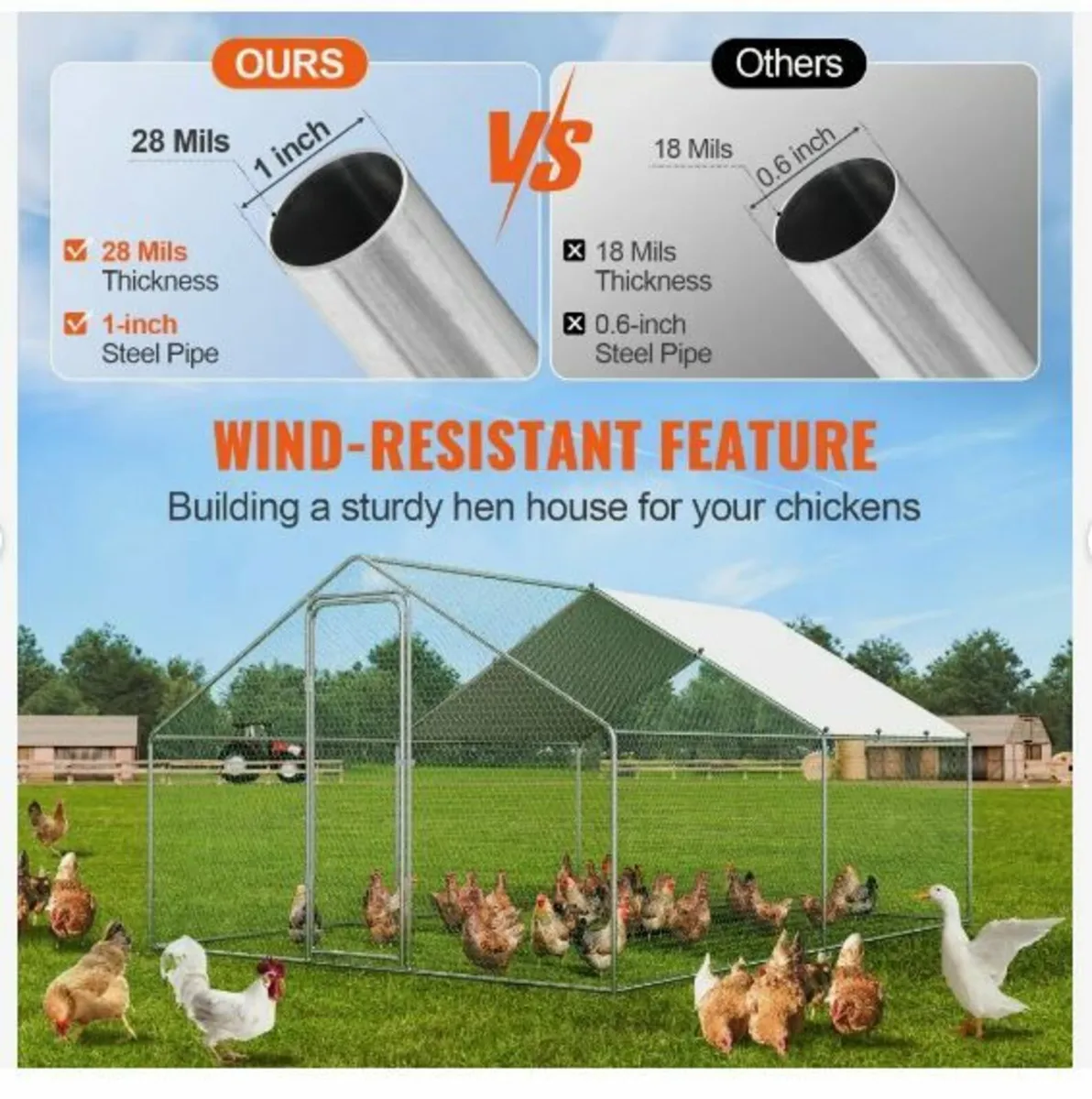 Large Metal Chicken Coop, 9.8x12.9x6.5 ft - Image 3