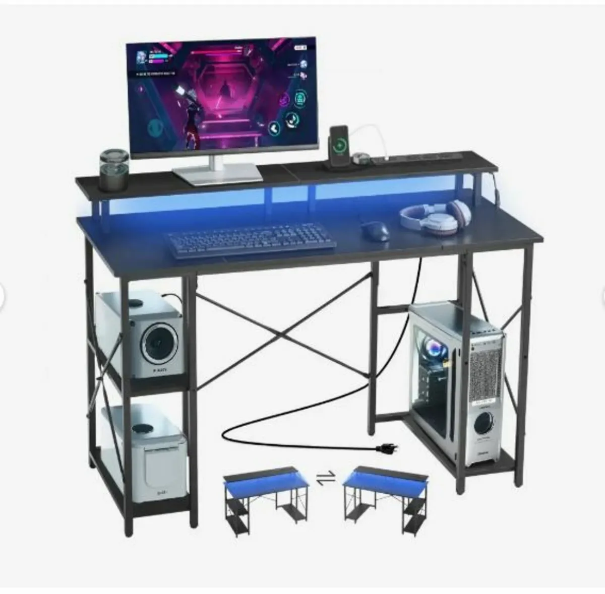 120 cm Computer Desk with Smart LED - Image 3