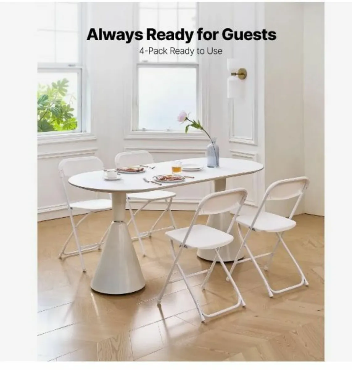 4 Pack Folding Chairs, Foldable Plastic - Image 2