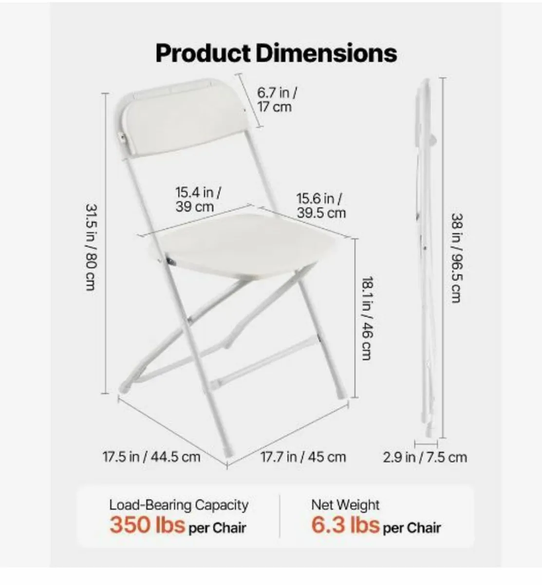 4 Pack Folding Chairs, Foldable Plastic - Image 3