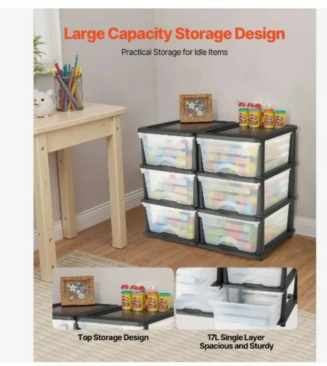 Plastic Storage Drawers, 2 Pack Storage - Image 3