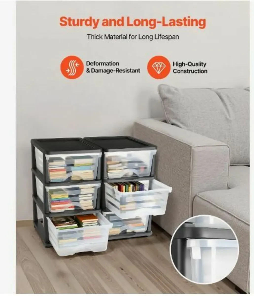 Plastic Storage Drawers, 2 Pack Storage - Image 4
