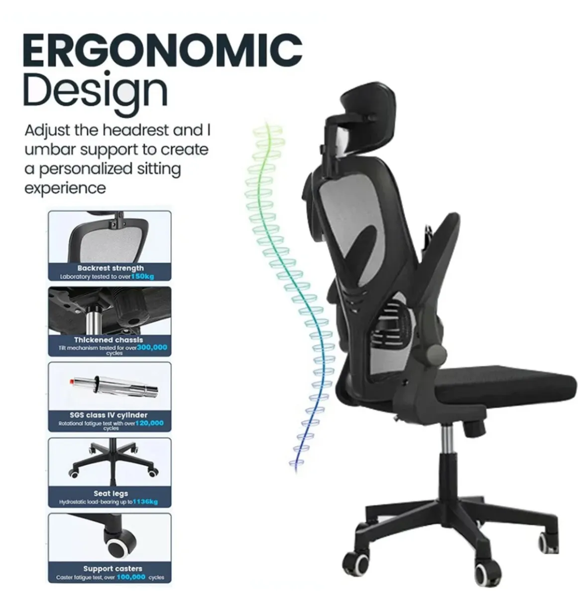 Executive Office Chair Ergonomic Mesh Swivel Chair - Image 2