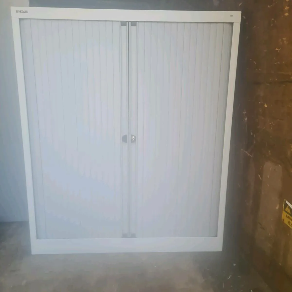 Bisley White tambour storage cabinets