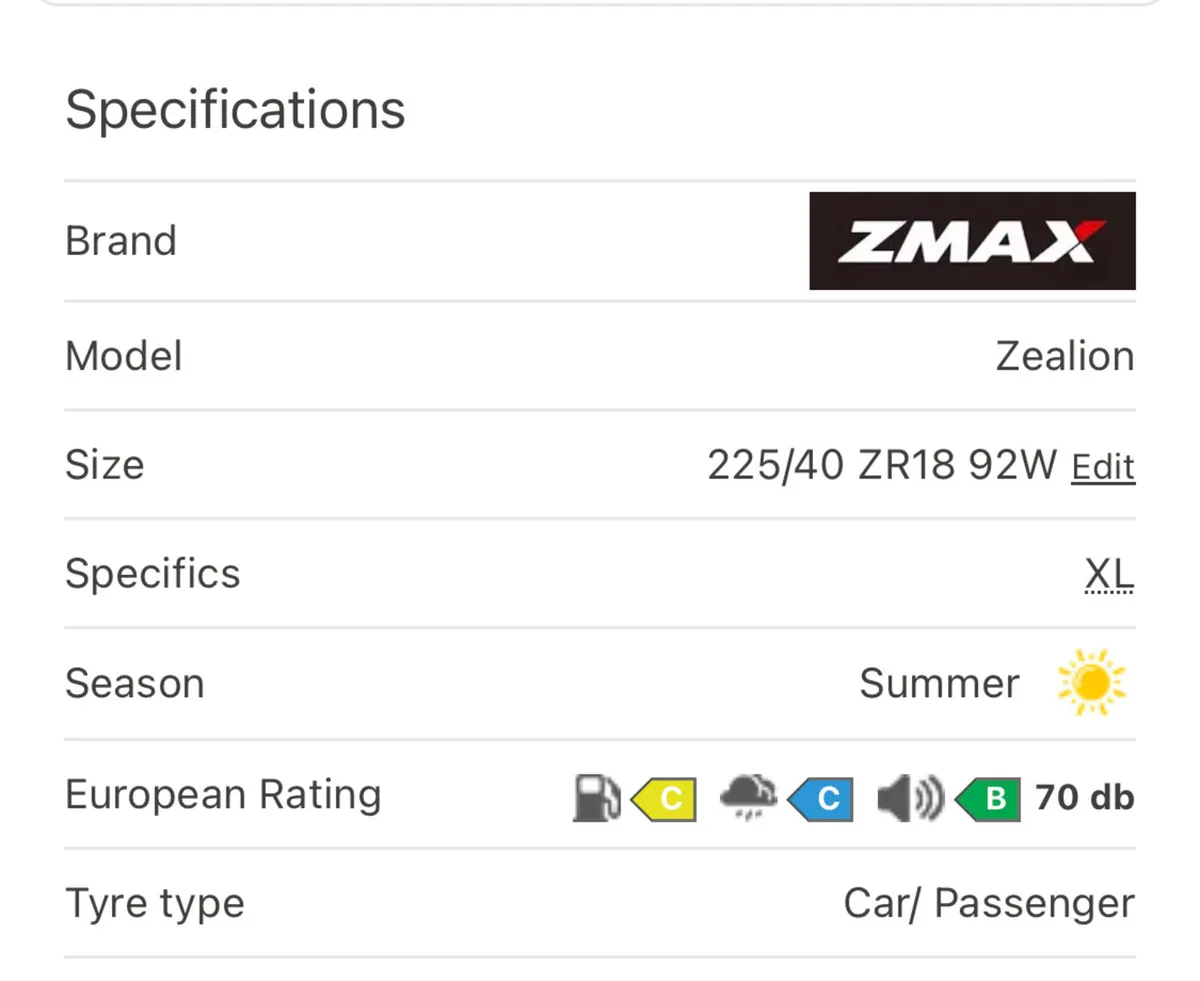 New Set of 4 Tyres 225/40/18 - Image 2