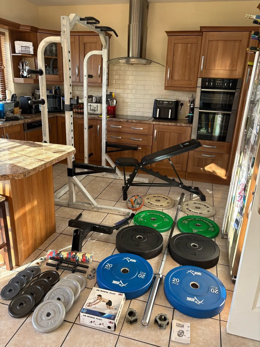 MASSIVE GYM SQUAT RACK, OLYMPIC WEIGHTS, BARS SET! - Image 1