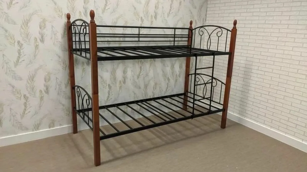 🛏️ Metal & Wood Single Bunk Bed - Image 2