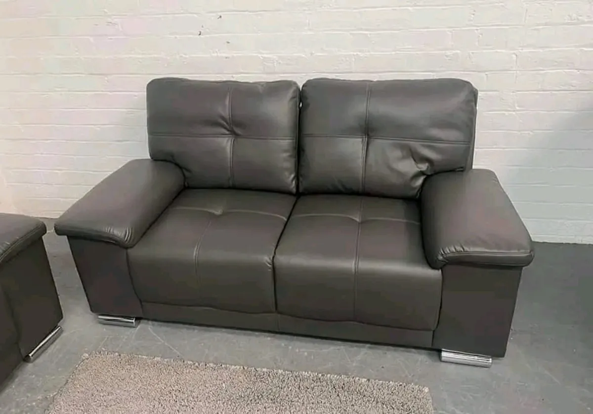 Hanson Faux Fullback Leather Sofa Set - Image 3