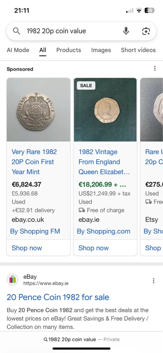 Very rare first 1982 20p coin - Image 3