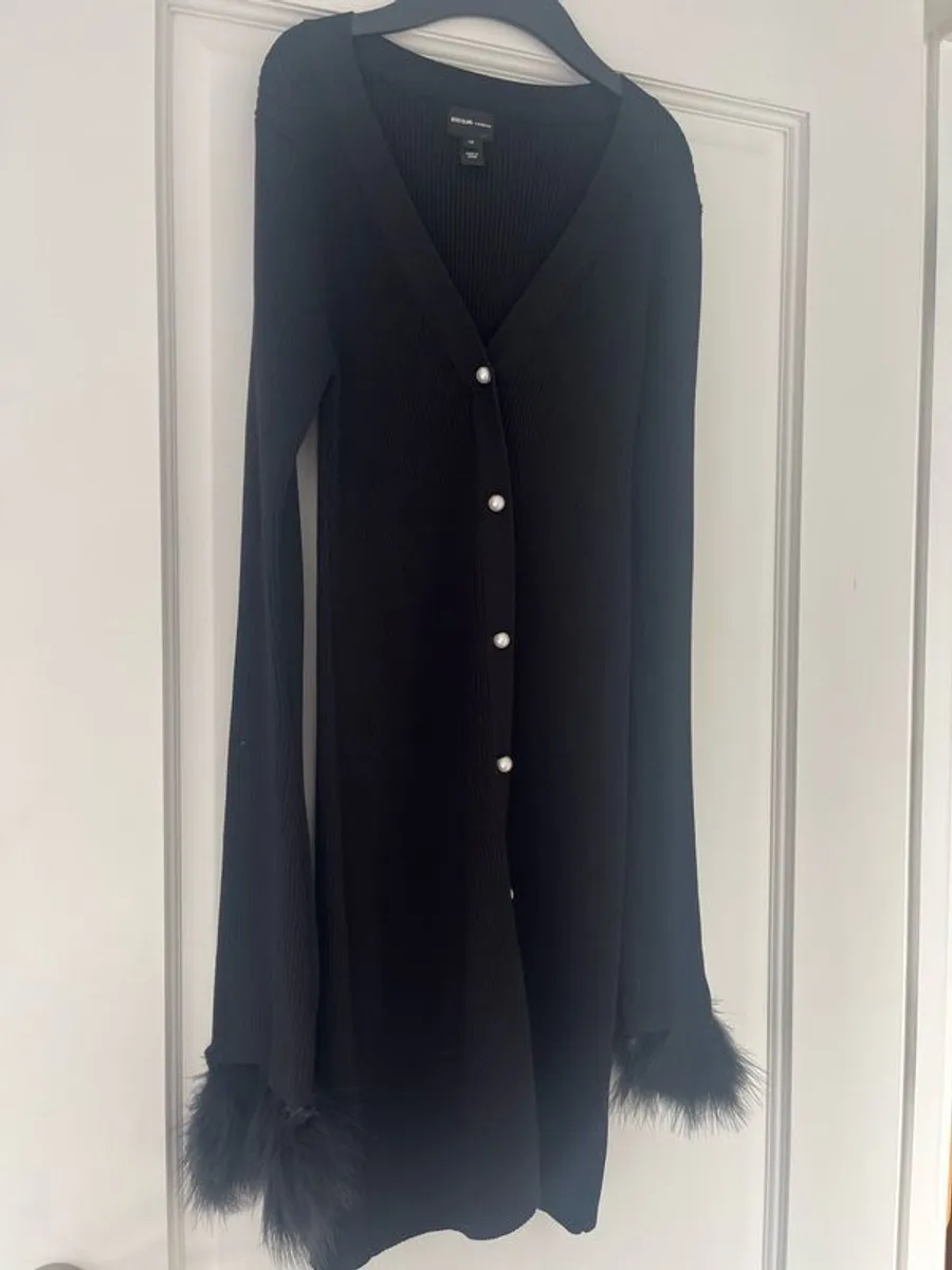 River Island Black mini Dress with feather cuffs - Image 2
