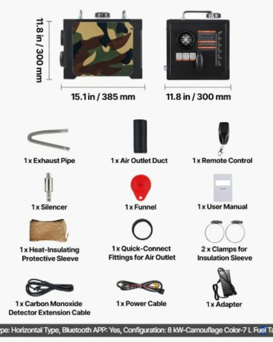 Diesel Heater, 8KW, C 12V/24V,All in One Portable - Image 2