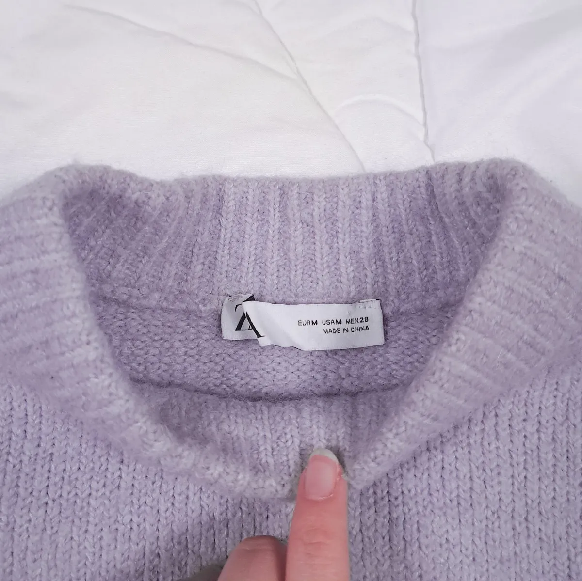 Zara Lilac Purple Mock Neck Jumper Wool Blend M - Image 3