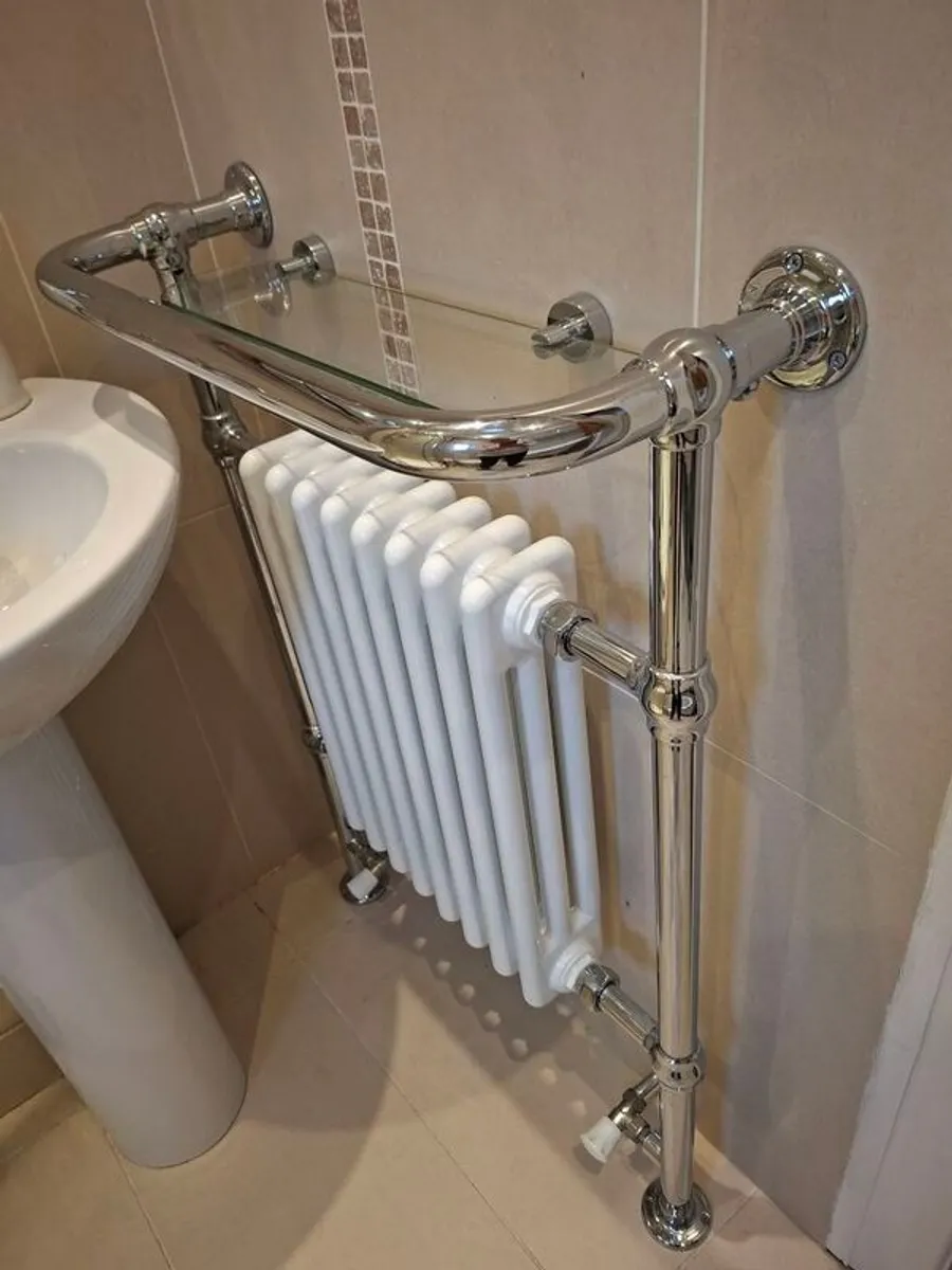 Westminster Chrome White Towel Warmer - Image 1