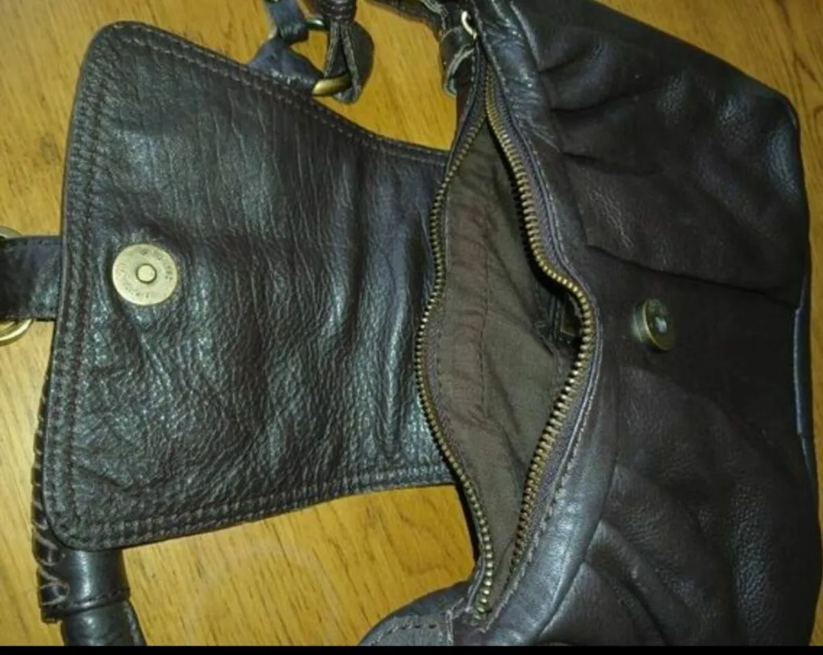 vintage brown leather handbag - Image 2