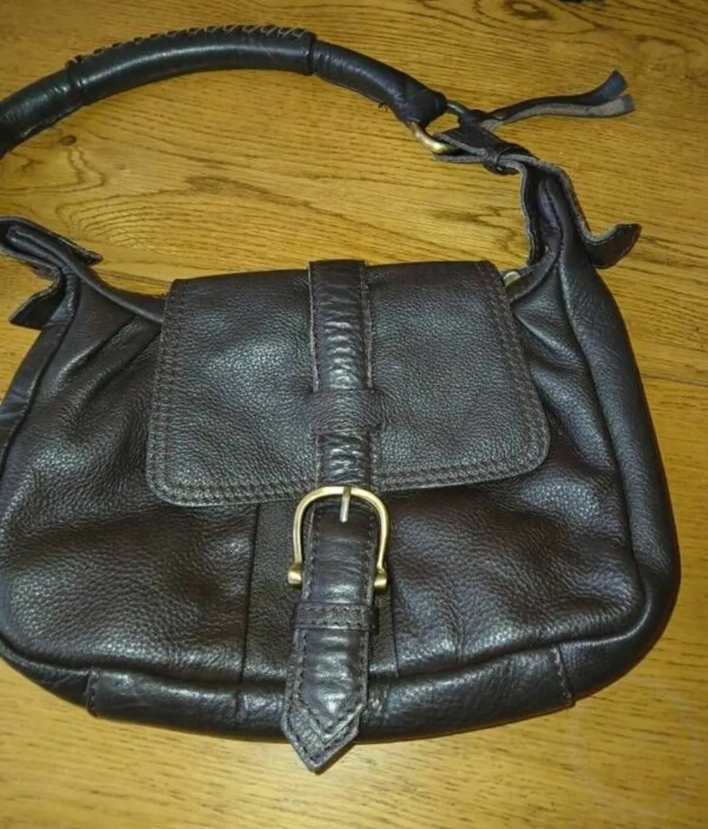 vintage brown leather handbag - Image 1
