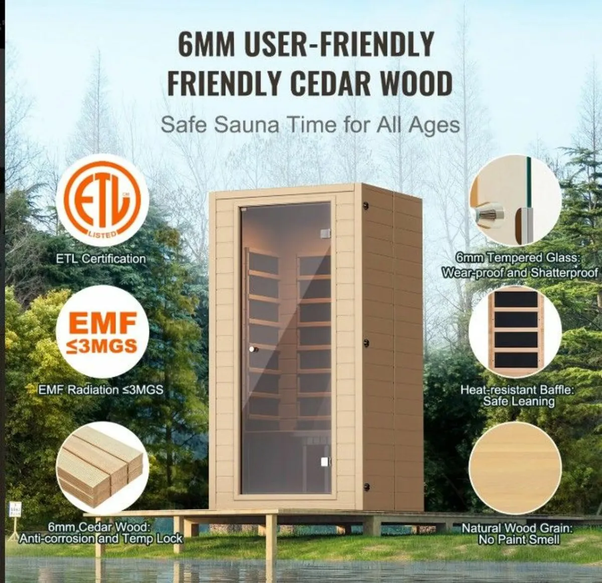 Far-infrared wood sauna,  for 1 to 2 people - Image 4