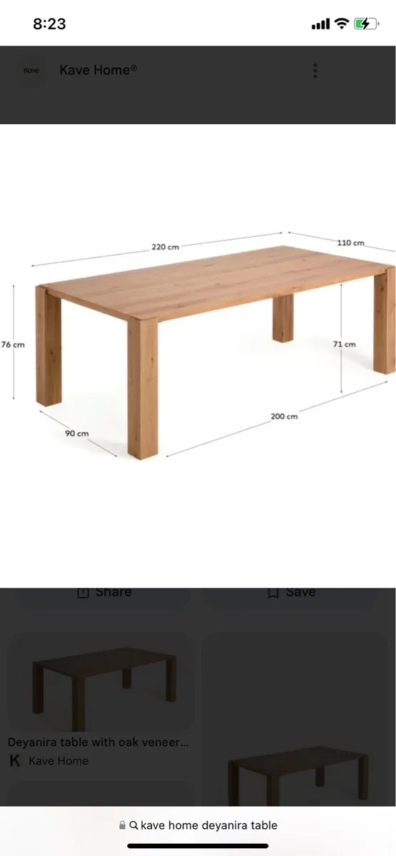Kave home Deyanira solid oak table brand new - Image 2