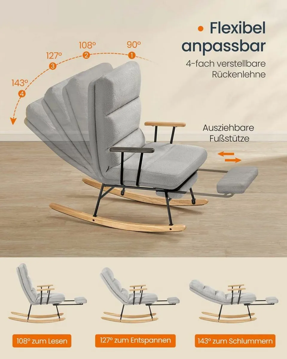 Rocking Recliner Chair with Pull-Out Footrest - Image 3