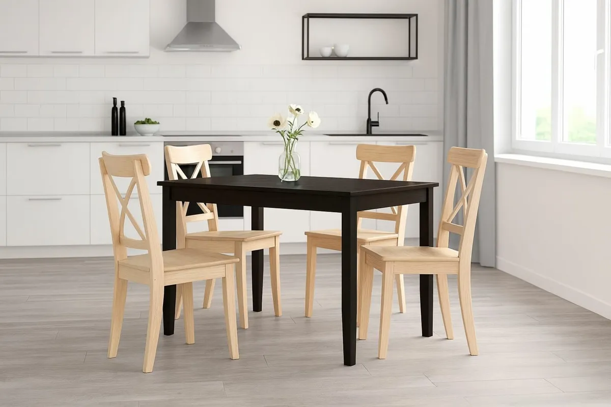 Kitchen table study  hall solid wood black - Image 1