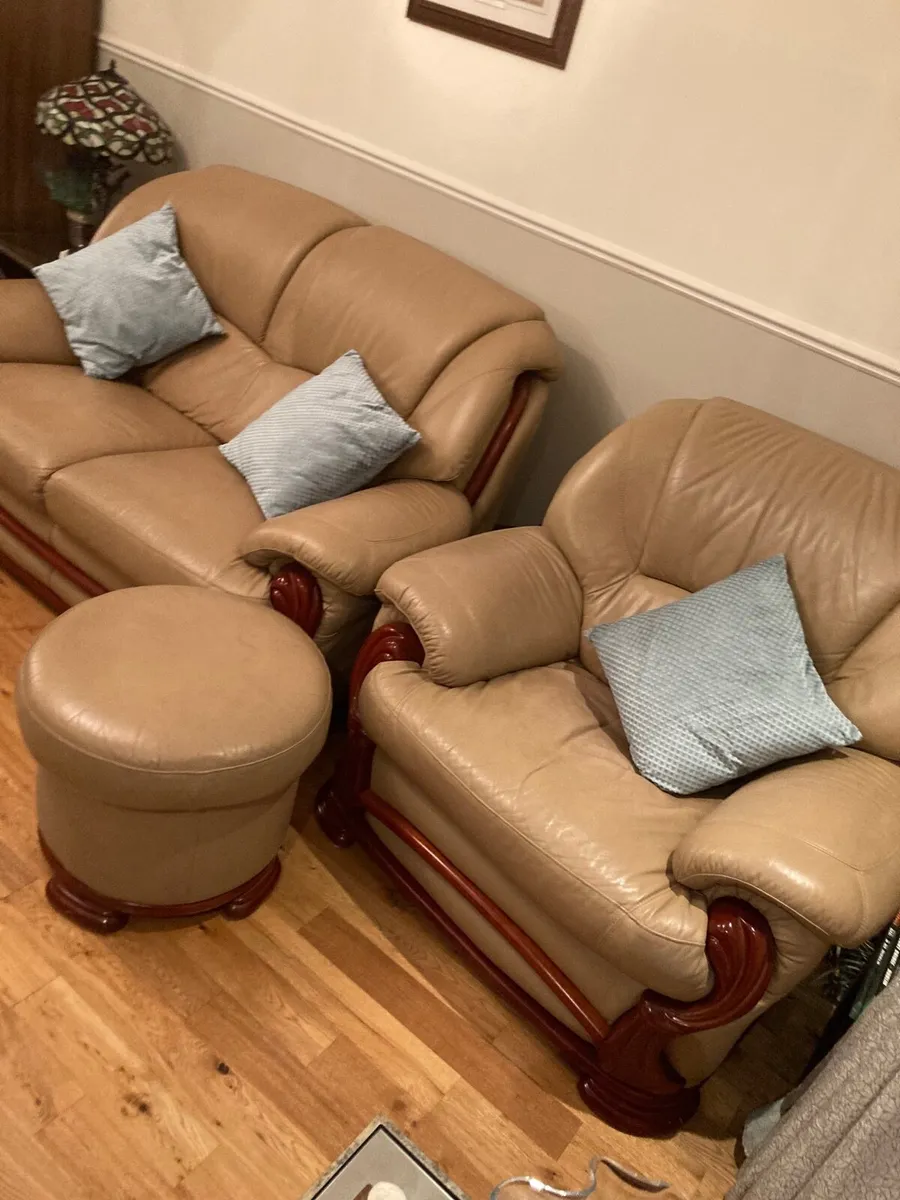 Furniture - 3 2 1 leather couches and tv unit - Image 1